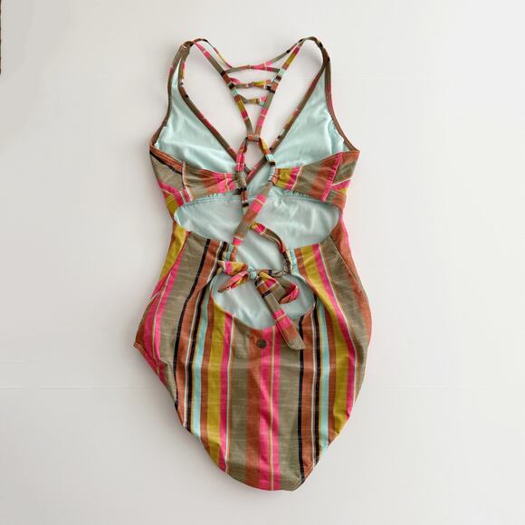 [Prana] Multi-Color Fergusen Cacti Soleil Stripe One-Piece Swimsuit Sz Medium M - Picture 5 of 14